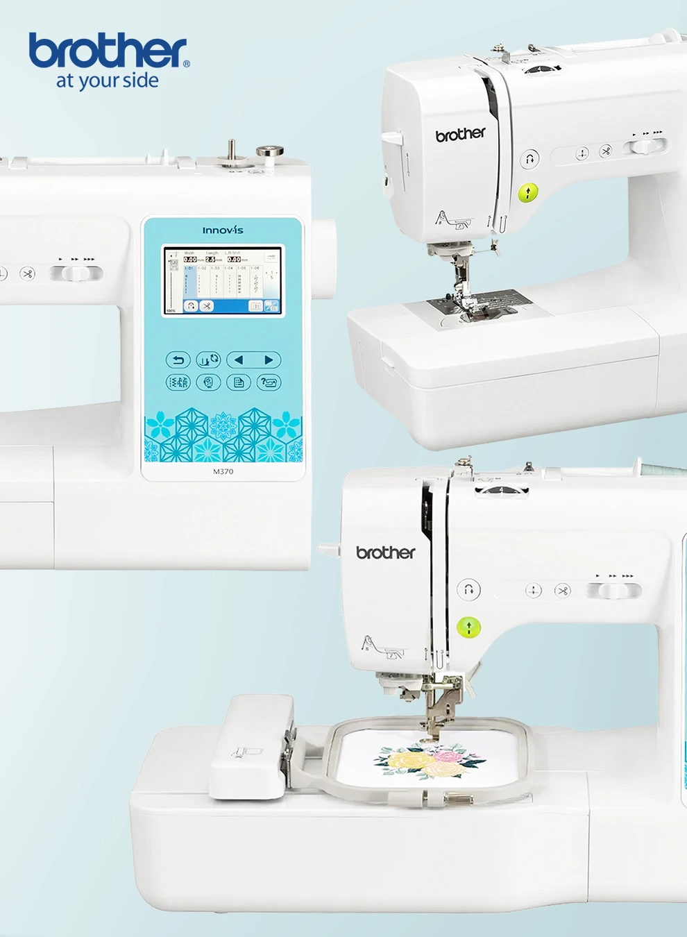 Innov-is M370 Electric Sewing and Embroidery Machine |Featuring easy-to-use functions |built-in designs and wireless connectivity | on-screen editing capability | Advanced needle threading system | white color |Made in Vietnam M370 White