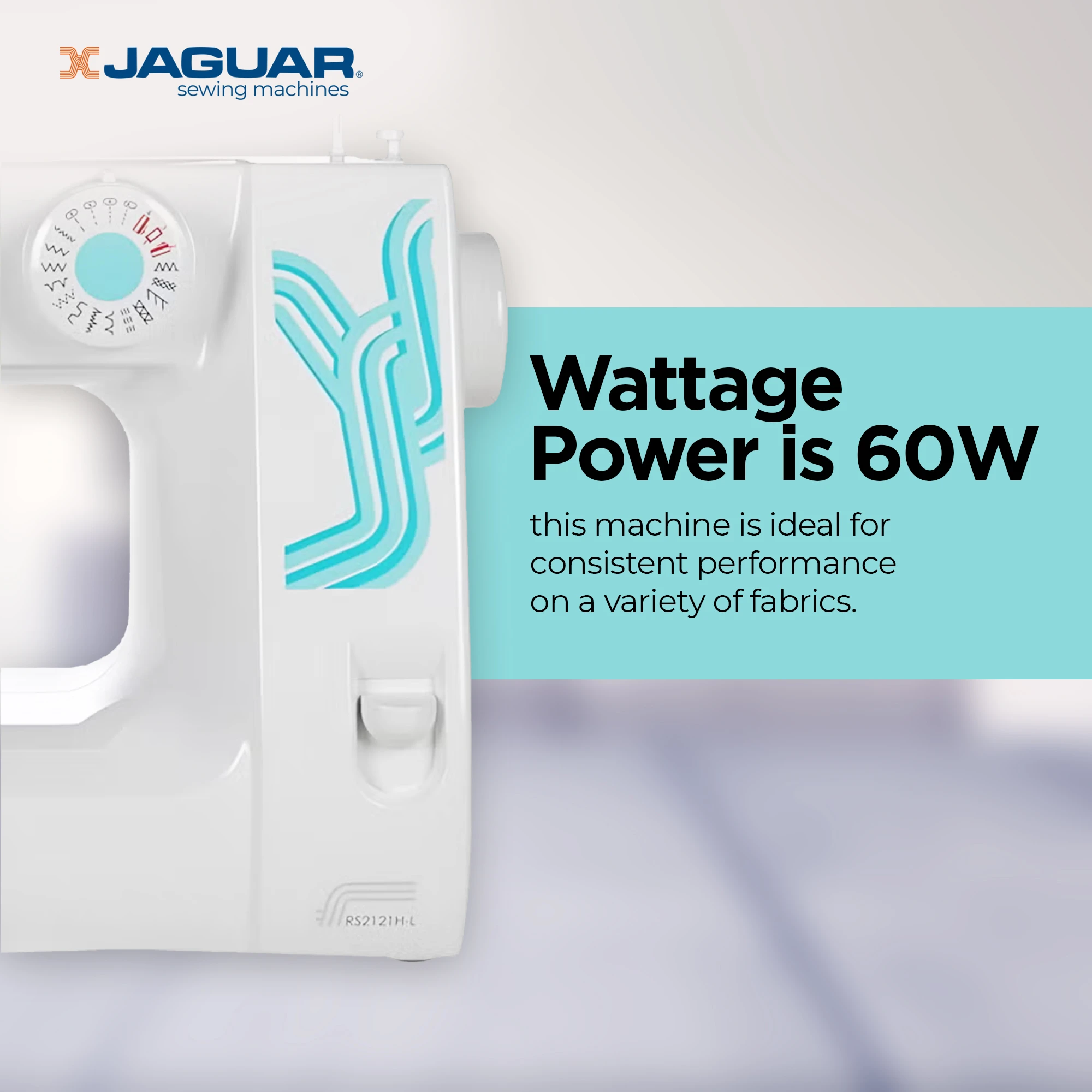 Jaguar RS2121-L Mechanical Sewing Machine â€“ 21 Stitches, Auto Needle Threader, 4-Step Buttonhole, White color RS2121-L White