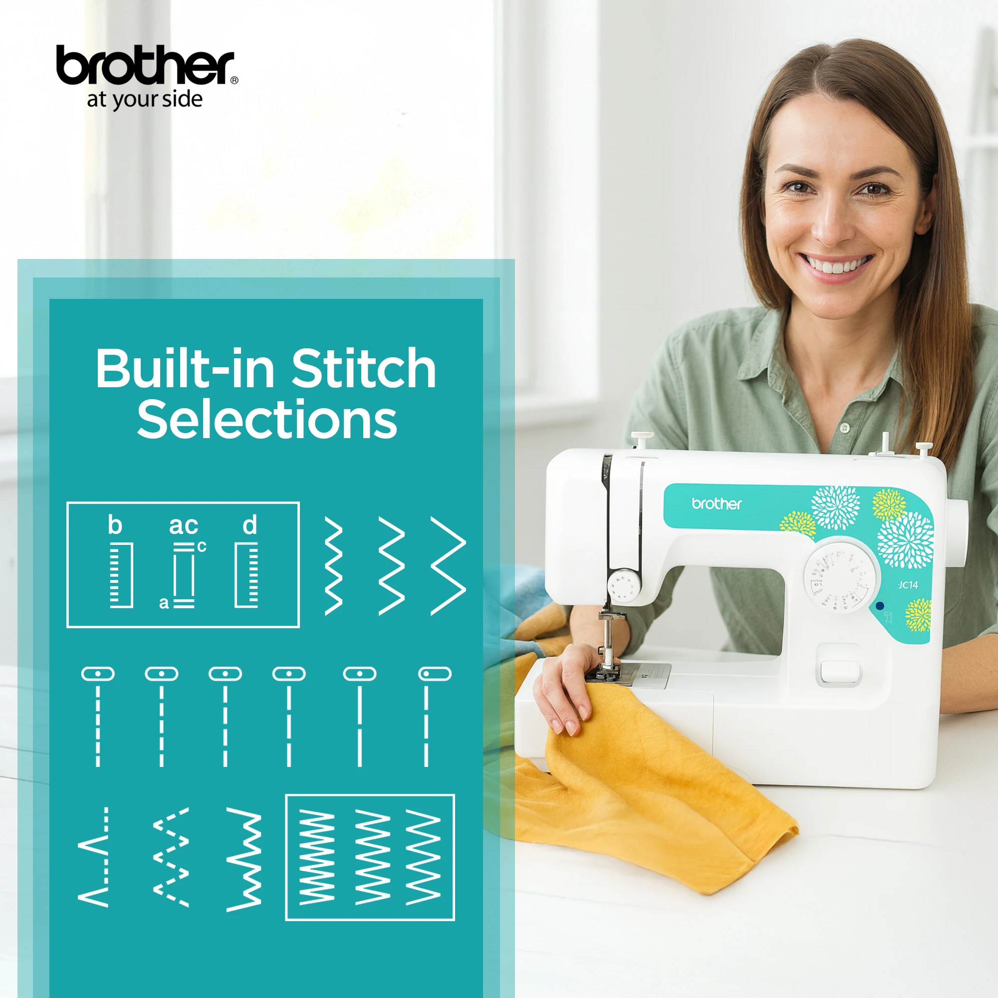 JC14 Compact Electric Sewing Machine | White/Pink color |Made in Vietnam JC14 White