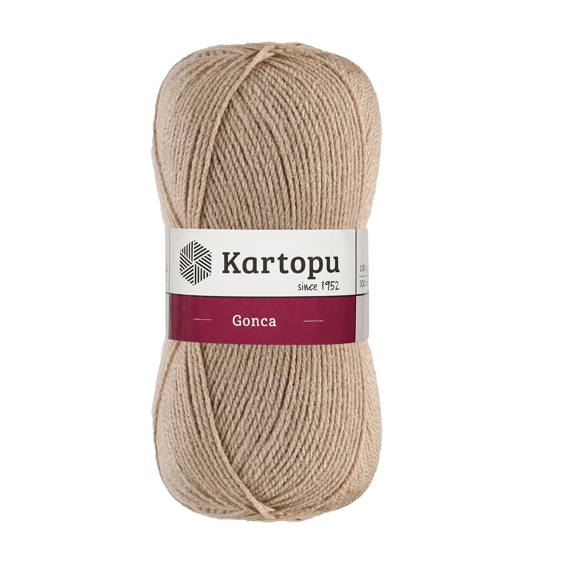 Kartopu K880 Gonca Knitting Yarn â€“ 100 g, 300 Meter Length, Light Beige
