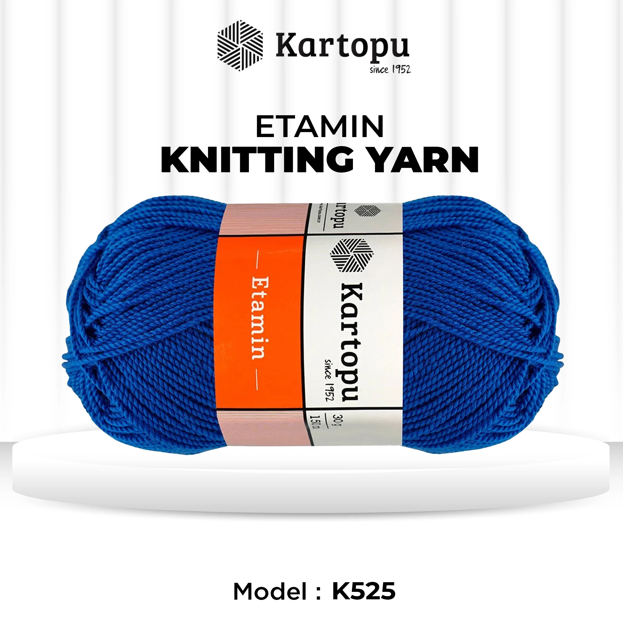 Kartopu K525 Etamin Knitting Yarn â€“ 30g, 150m | Fine Acrylic Yarn for Embroidery, Crochet & Needlework (Blue)