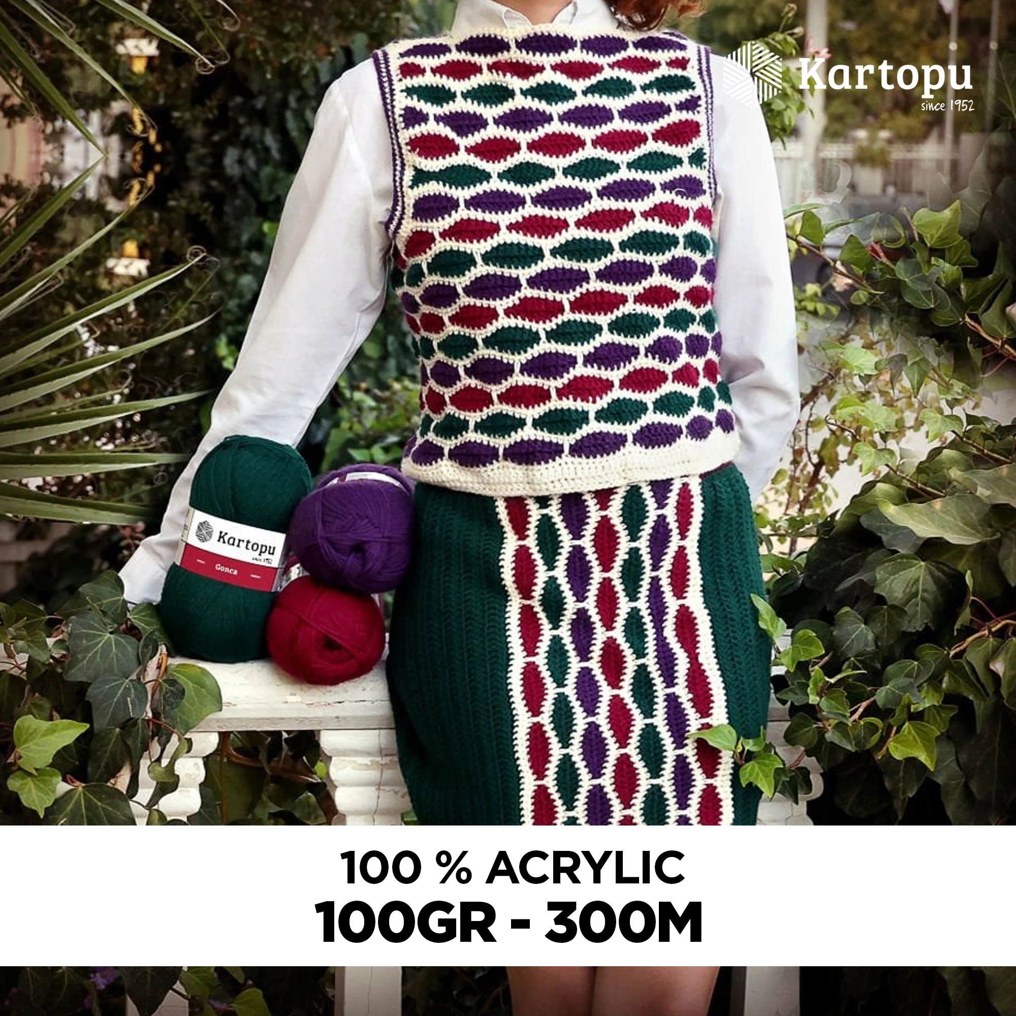 Kartopu K563 Gonca Knitting Yarn â€“ 100g, 300m | Acrylic Yarn for Crochet, Embroidery & Needlework (Water Green)