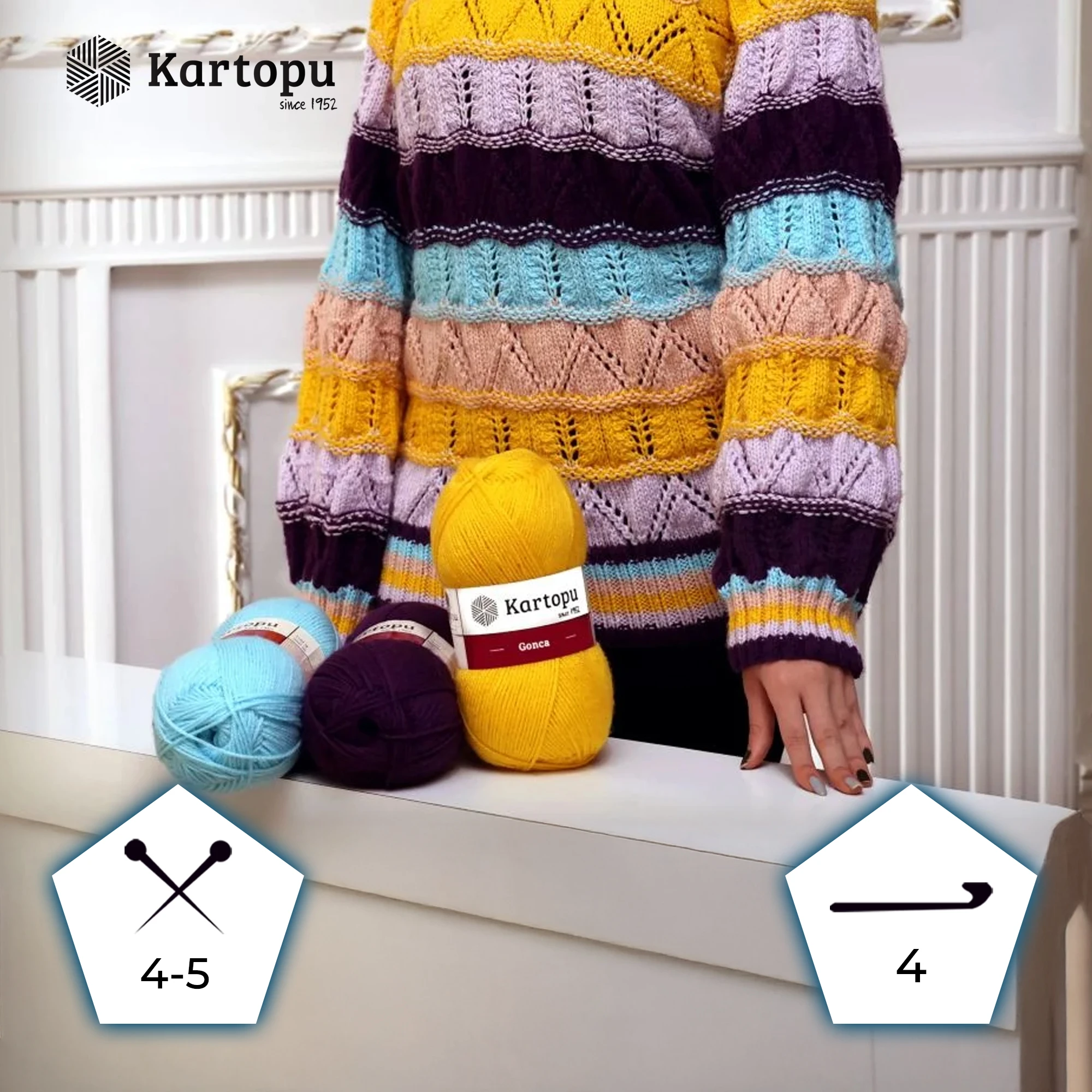 Kartopu K010 Gonca Knitting Yarn â€“ 100g, 300m â€“ White