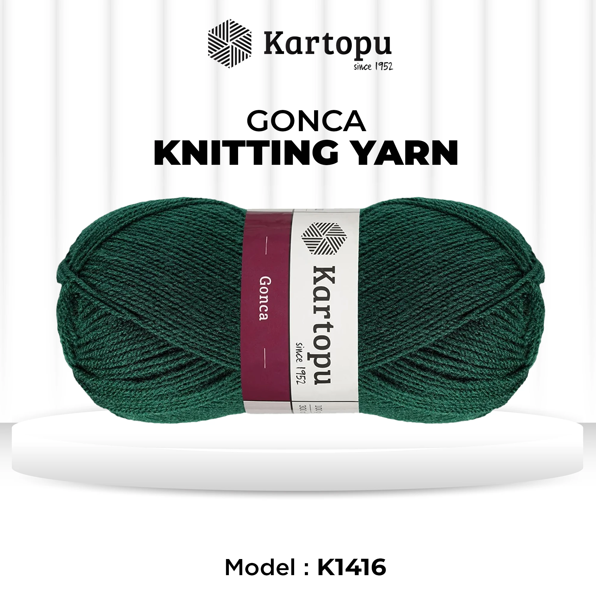 The Kartopu K1416 Gonca Knitting Yarn in Duck Green is crafted for versatility and ease of use.