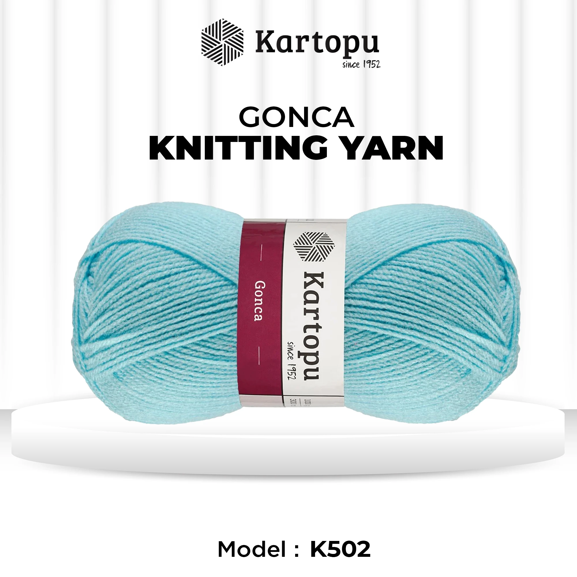 Kartopu K502 Gonca Knitting Yarn â€“ 100g, 300m, Light Turquoise