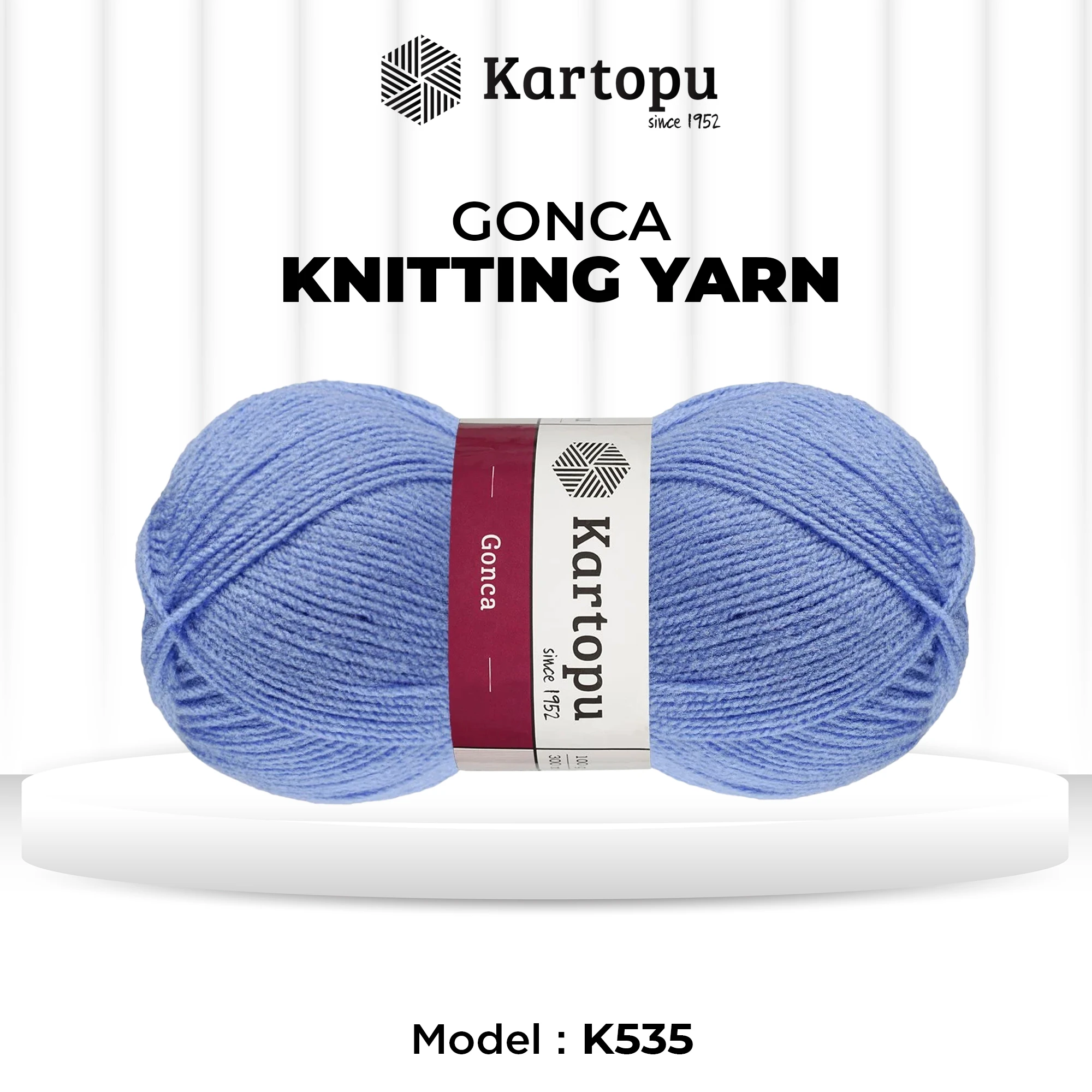 Kartopu K535 Gonca Knitting Yarn â€“ 100g, 300m, Alaska Blue