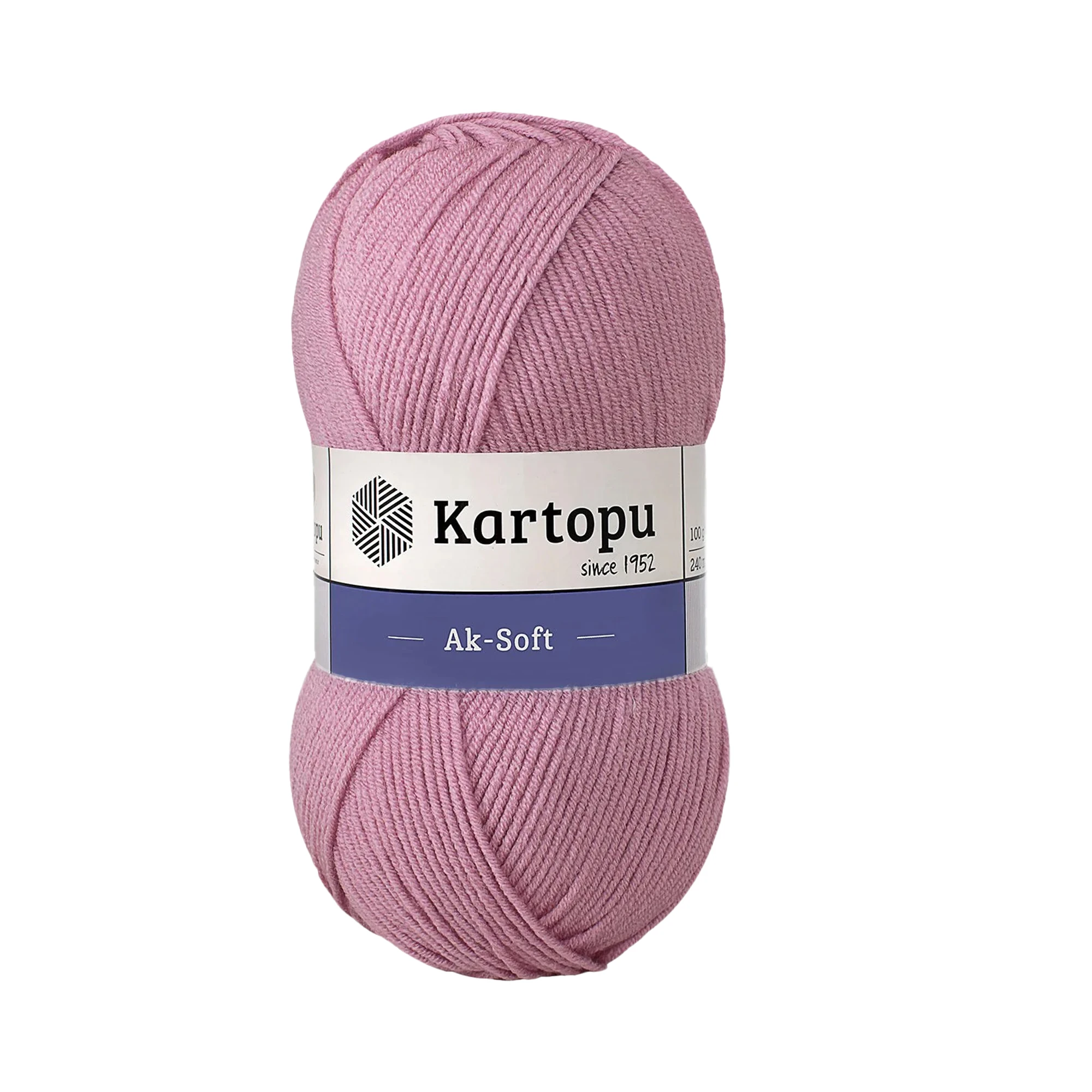 Kartopu K1763 Ak-Soft Knitting Yarn â€“ 100g, 250m, Dusty Rose Pink