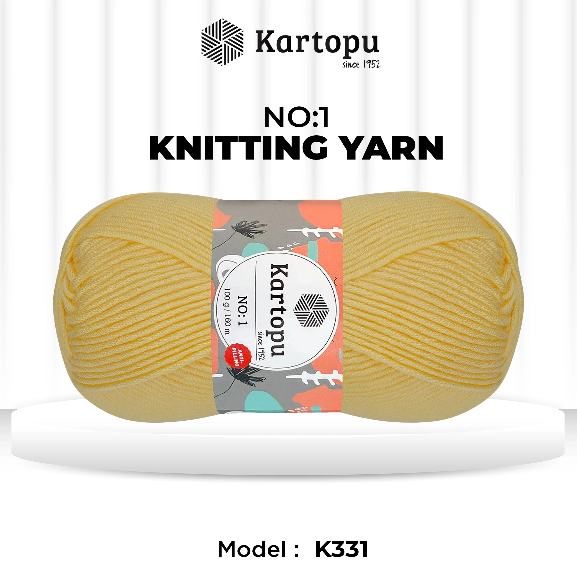 Kartopu K331 No-1 Yarn â€“ 100g, 160m â€“