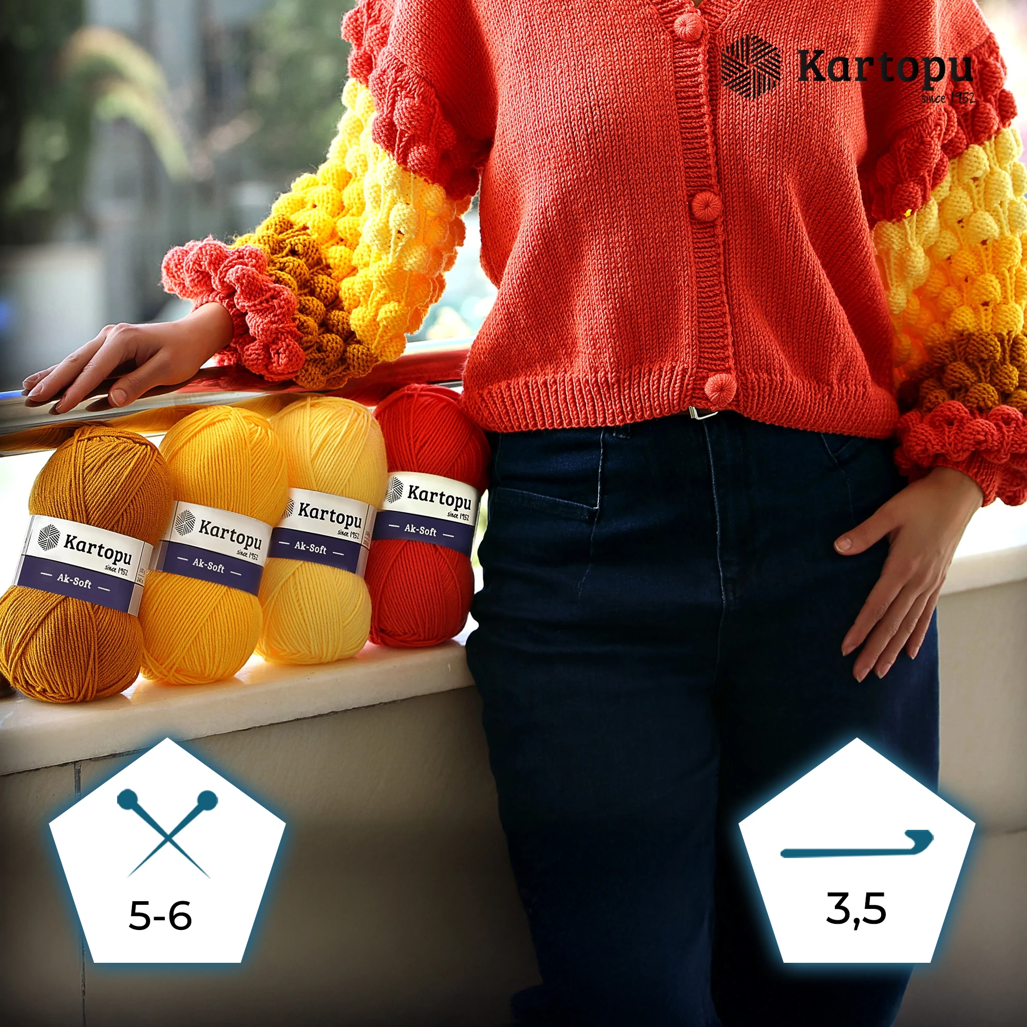 Kartopu K025 Ak-Soft Yarn â€“ 100g Soft Acrylic, 250m â€“ Cream | Ideal for Garments, Kidswear & Everyday Knitting