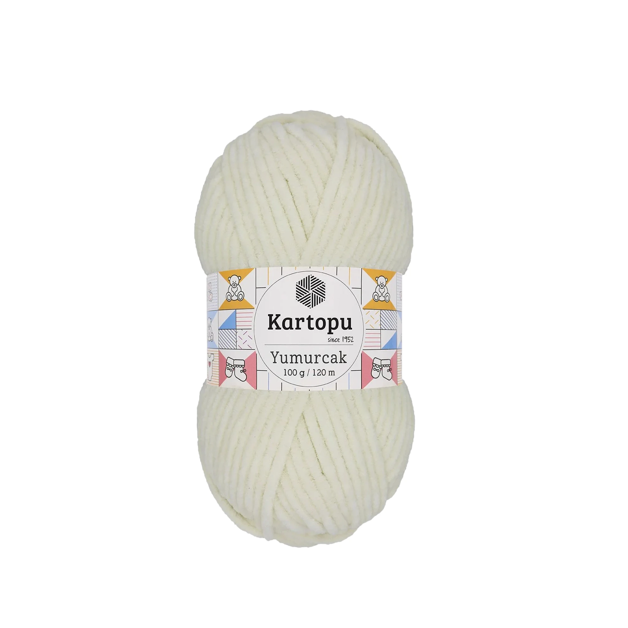 Kartopu K011 Yumurcak Knitting Yarn â€“ 100g, 120m â€“ White