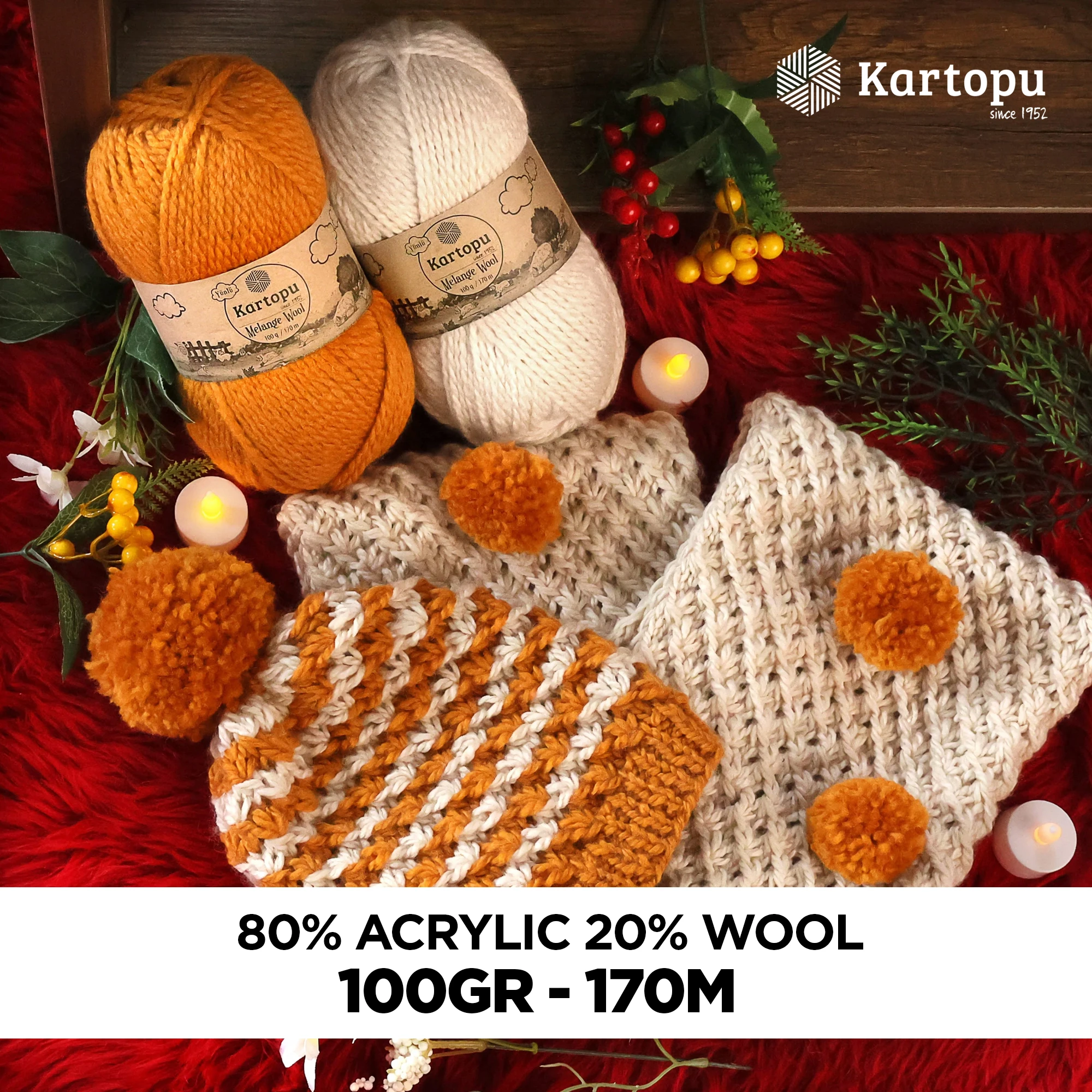 Kartopu K940 Melange Wool Yarn â€“ 100g Soft Acrylic-Wool Blend, 170m â€“ Ideal for Knitting, Crochet & DIY Crafts