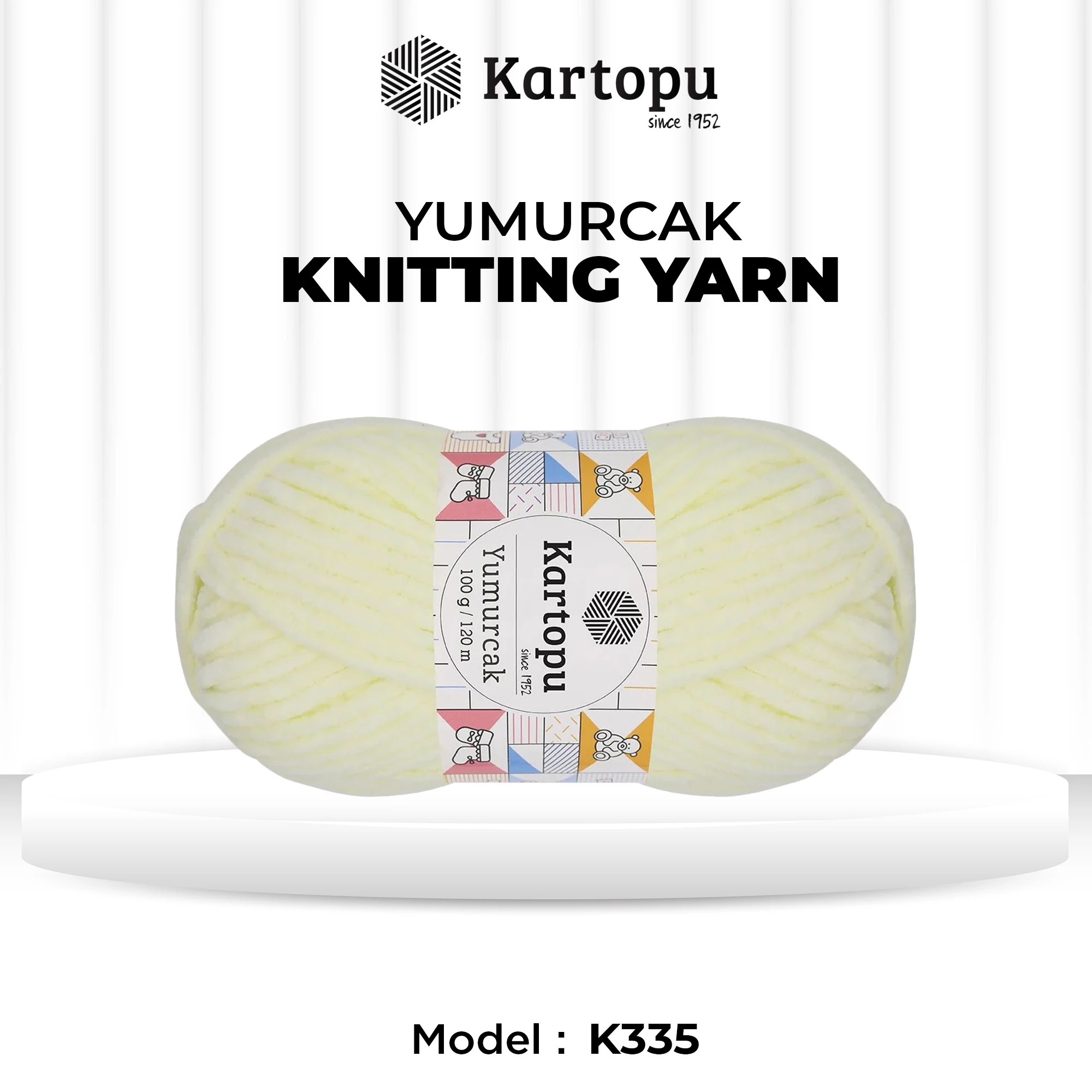 Kartopu K335 Yumurcak Yarn â€“ 100g, 120m, Cream | Soft Velvety Polyester for Baby & Home Knits